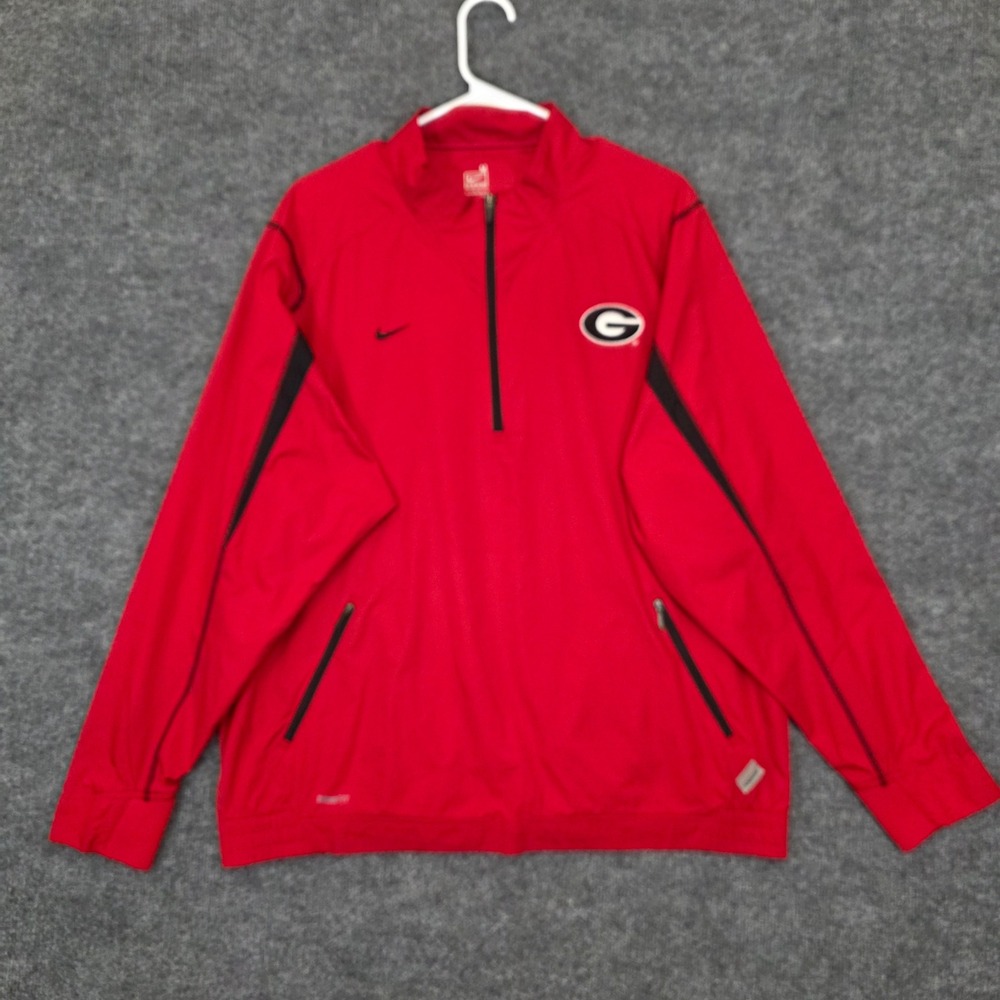 Nike Quarter Zip Windbreaker Men Medium Red Georgia Bulldogs UGA FITSTORM Jacket